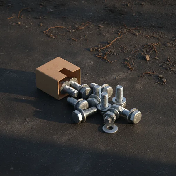 Galvanised bolt and nut set for landing an earthing strip