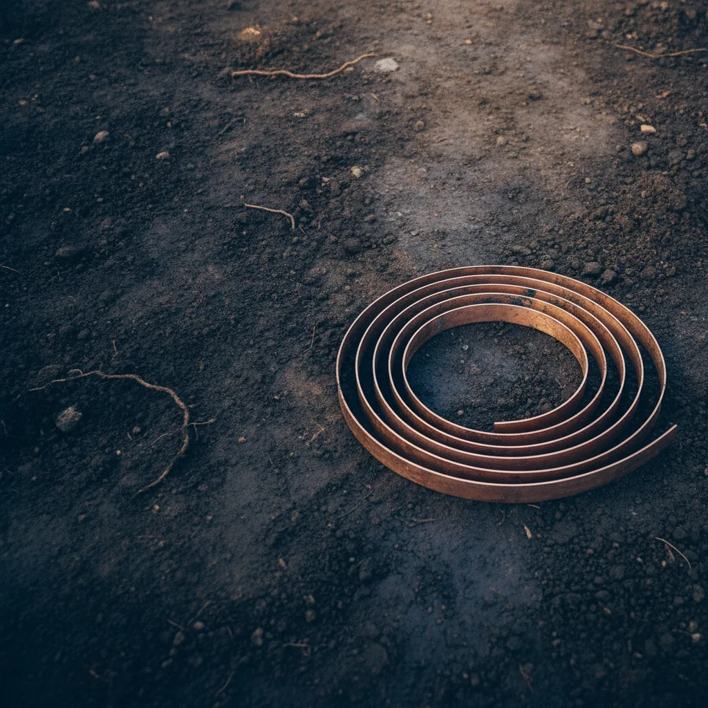 Coil of flat copper earthing strip