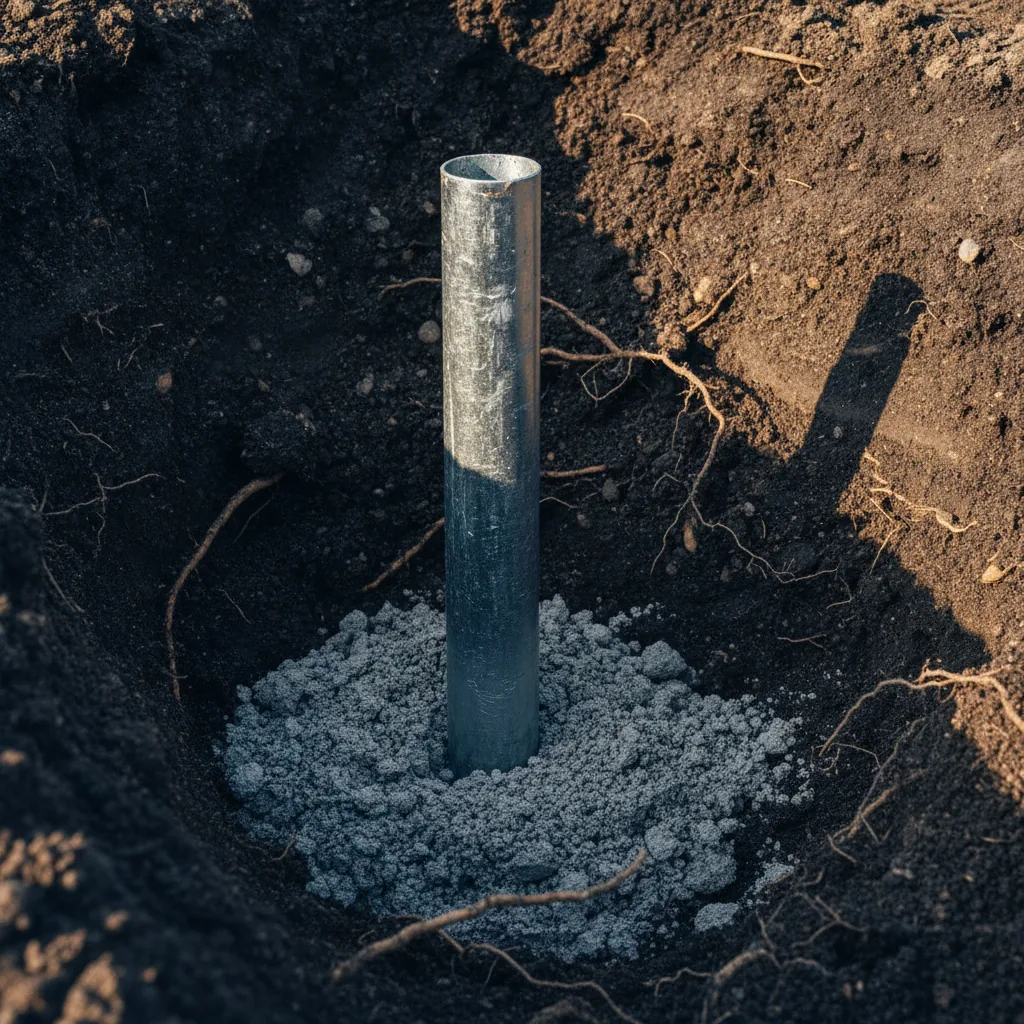 Galvanized iron earthing pipe driven into soil