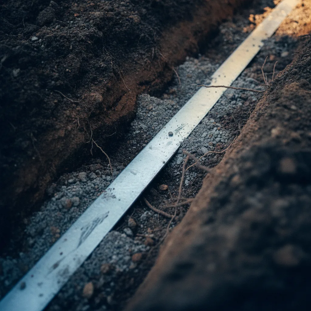 Galvanized iron earthing strip in an earthing pit